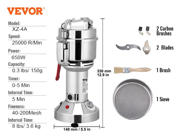 SucceBuy 150-2500g Electric Grain Mill Grinder Commercial Swing Spice Grinders for Dry Herbs Grains Spices Cereals Coffee Corn