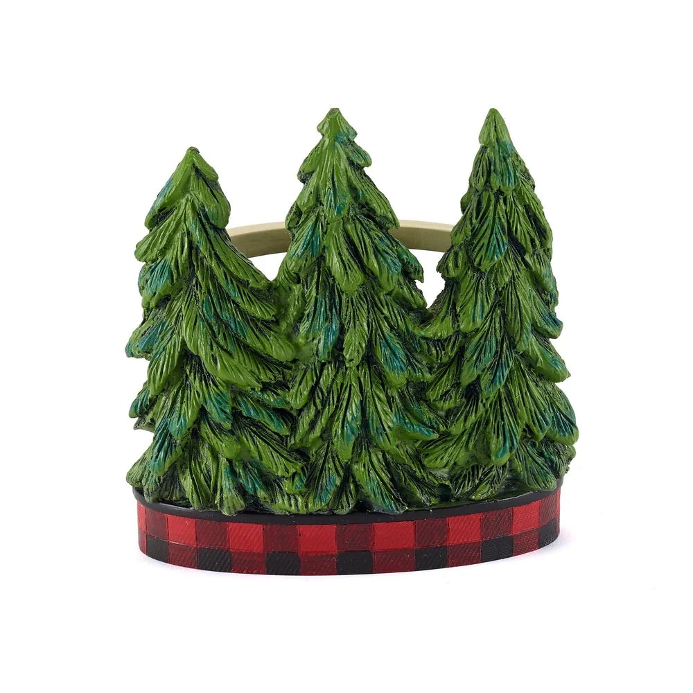 Holiday Snowmen Gathering Toothbrush Holder Resin Bathroom Decor Handpainted Winter Scene Pine Trees Plaid Trim Easy Care