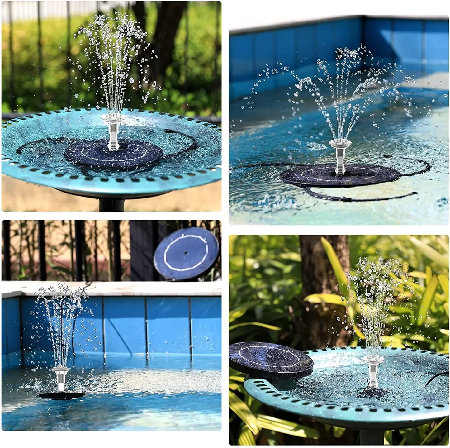 3.5W Solar Fountain Pump, Solar Powered Water Fountain Pump with 6 Nozzles,Solar Birdbath Floating Fountain for Garden