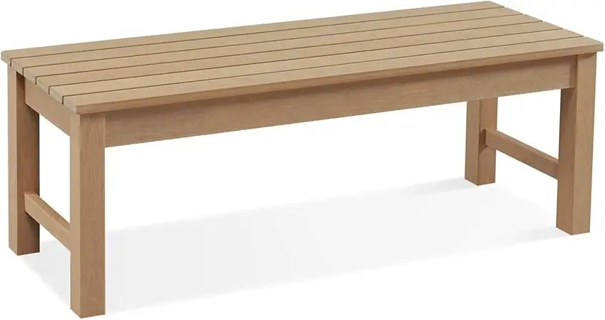 Psilvam Outdoor Bench, Two Person Poly Lumber Porch Bench, Weatherproof Garden Bench That Never Rot and Fade, All-Weather Patio