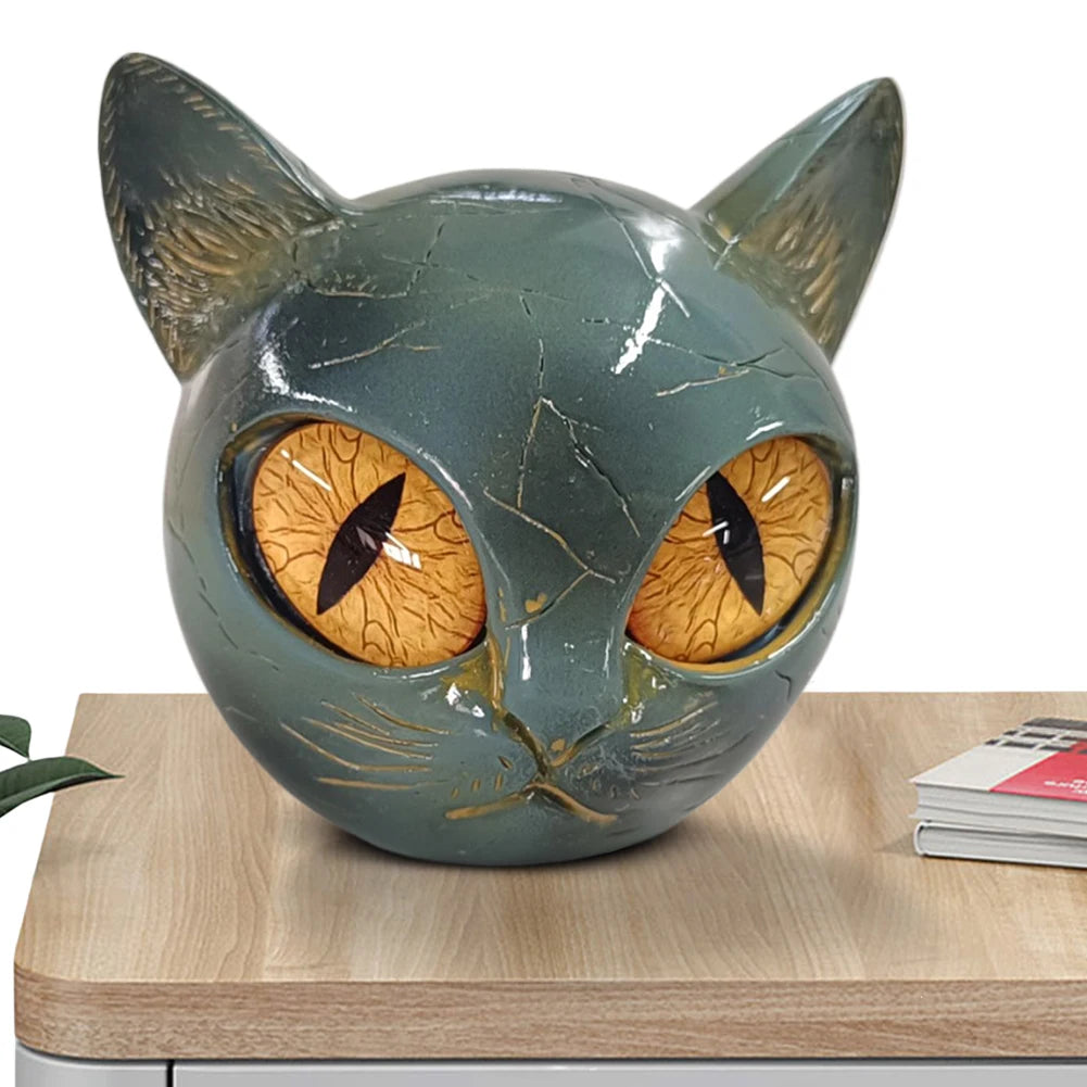 Decorative Cat Stone Figurine Marble Texture Cat Stone Kitten Sculpture for Home Windows and Party Decorations