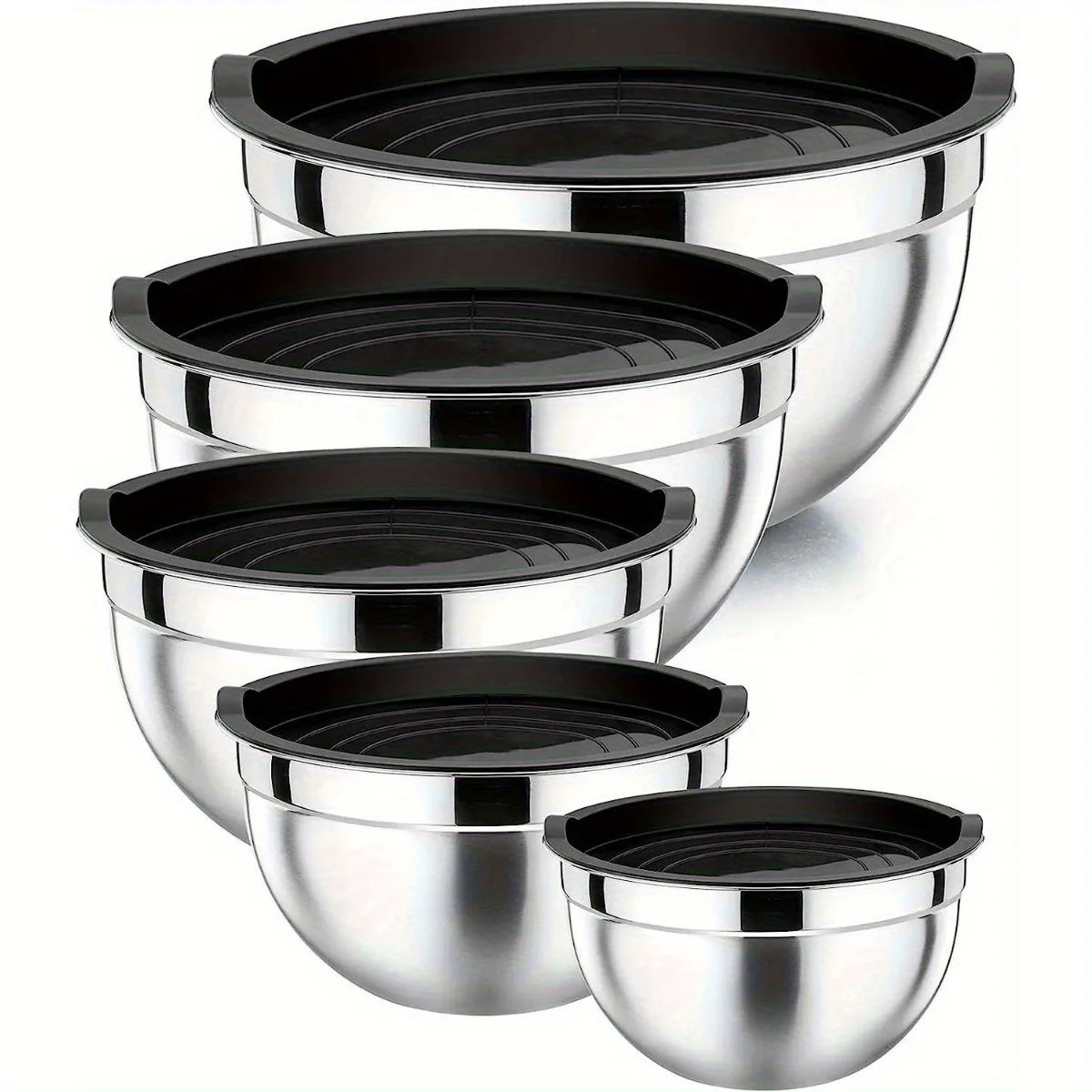 5-Piece Stainless Steel Nesting Mixing Bowl Set - Kitchen Essentials for Baking, Serving,Dishwasher Safe, and Easy to Store