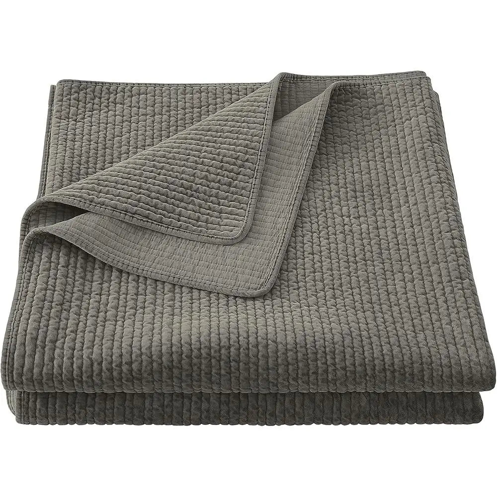 Stonewashed Cotton Velvet Quilt Set 3 Piece King Size with Pillow Shams Classic Traditional Bedding Home Decor Lightweight Cozy