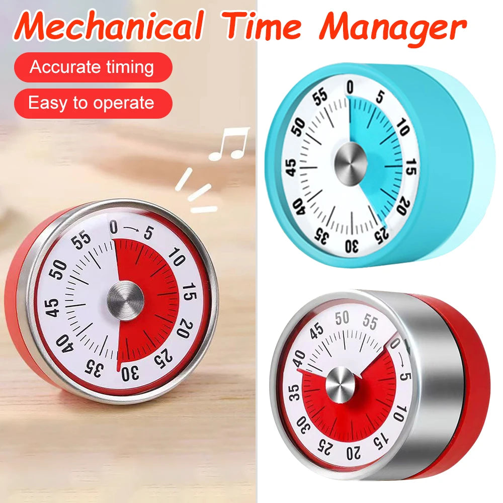 60-minute Kitchen Time Manager Mechanical Visual Countdown Timer Mini Magnetic Timing Machine for Cooking