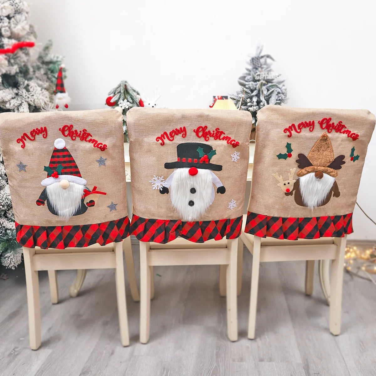 Christmas Gnome Chair Cover Merry Christmas Decorations for Xmas Decor Happy New Year