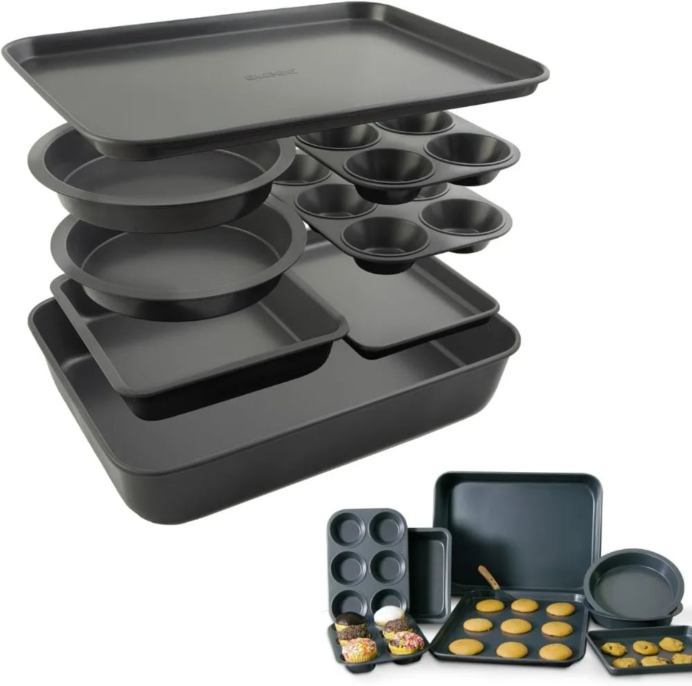 Home Set of 8Durable Non-Stick Carbon Steel Baking Bricks for Easy Storage