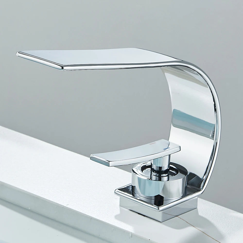 Waterfall Bathroom Sink Faucet Single Handle Basin Faucet Hot Cold Water Mixer Tap For Bathroom Sink