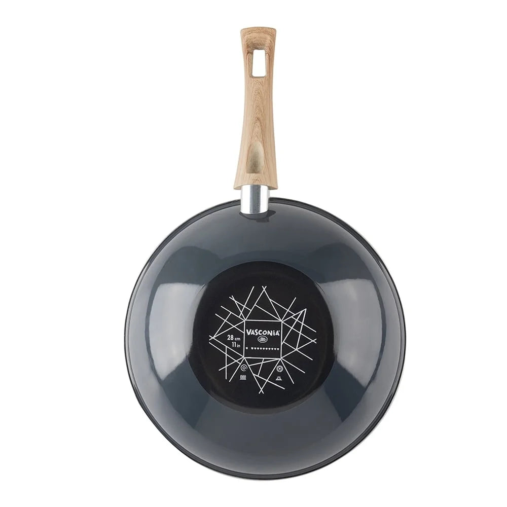 11 Inch Non-Stick Wok Heavy Duty Enamel Cookware Stir Fry Pan Dishwasher Safe Kitchen Essential Grill Oven Compatible