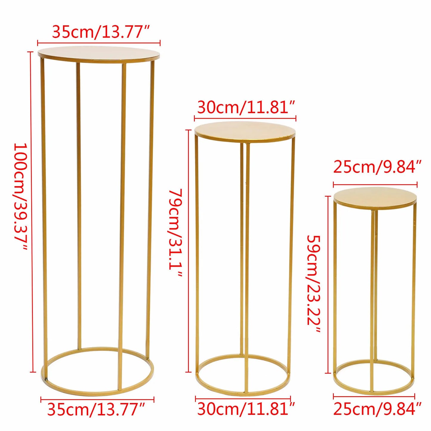3 Pcs Flower Rack Vase Stand Prop Metal Art Geometric Column Wedding Party Decor