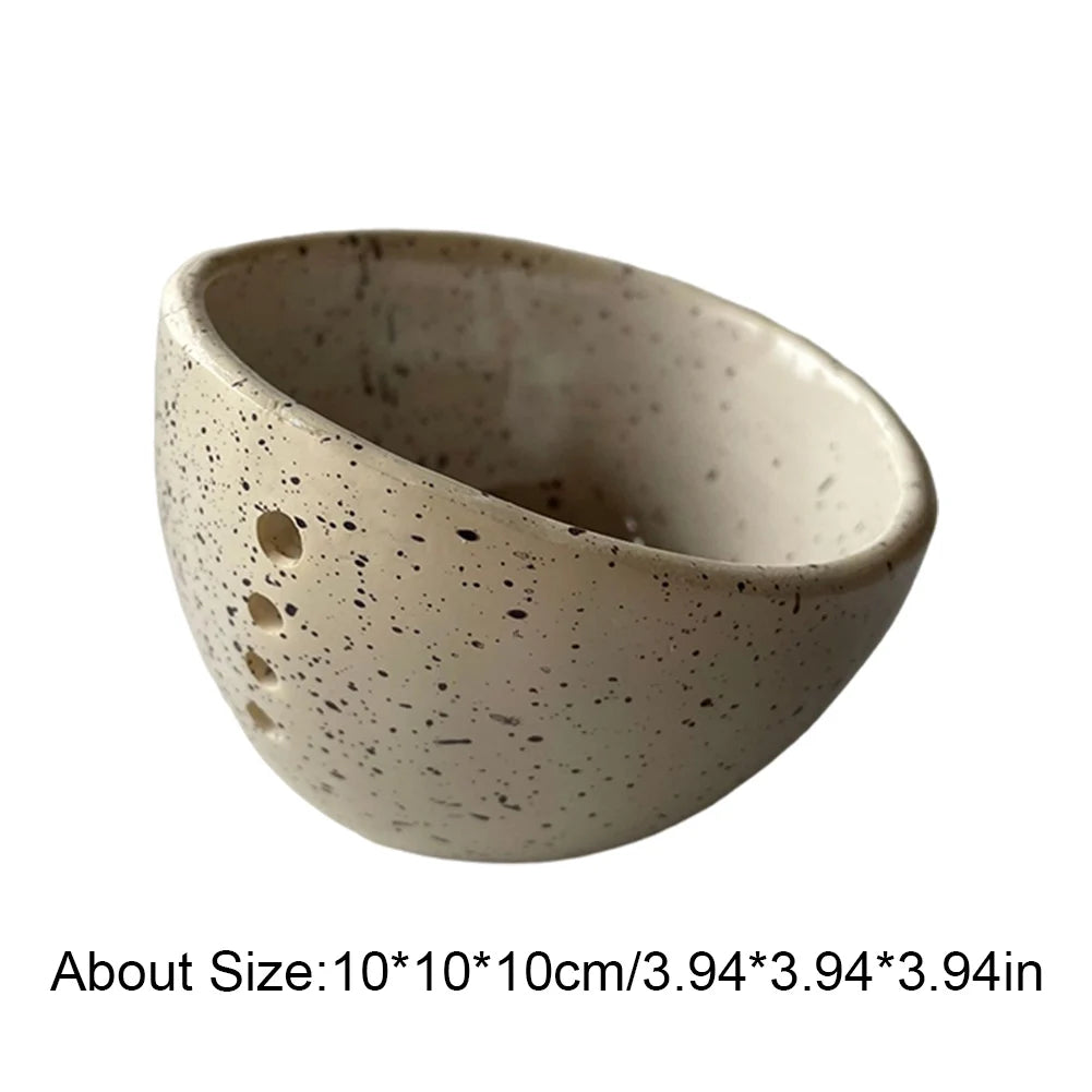 Handmade Pottery Herb Stripper Bowl Different Round Hole Sizes Pottery Herb Stripper Peeling Cup for Vegetable Leaf Removing