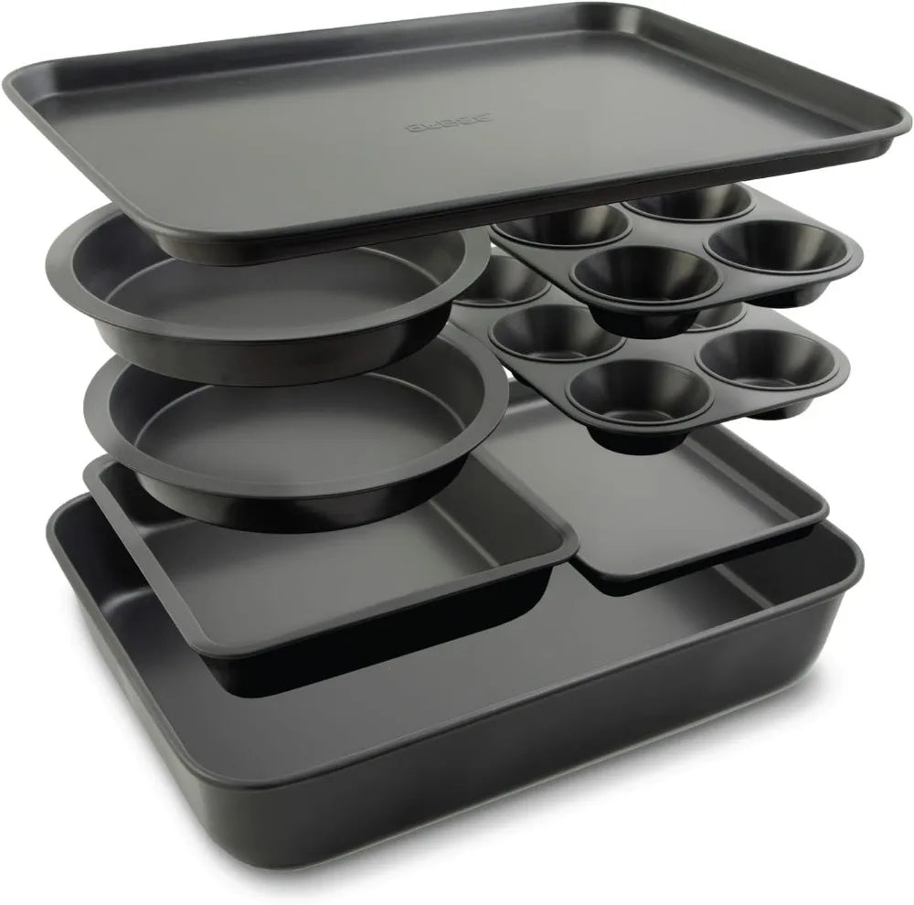 Home Set of 8Durable Non-Stick Carbon Steel Baking Bricks for Easy Storage