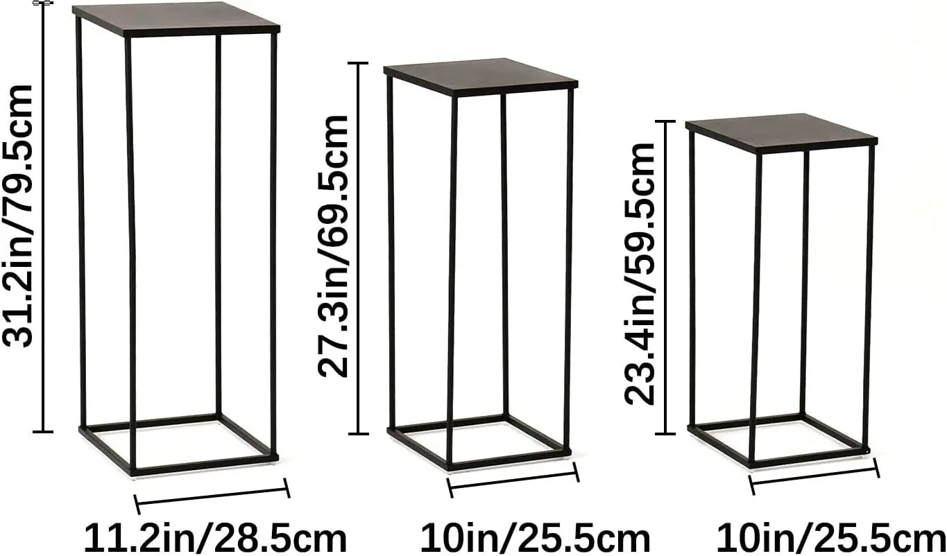3PCS Metal Plant Stand Sets Black Pedestal Stands for Party Living Room Wedding Decoration Tall Centerpiece Stands