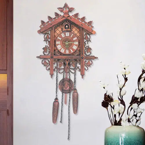 Vintage Wood Cuckoo Clock Birds Antique Clock Rare Black Forest Style