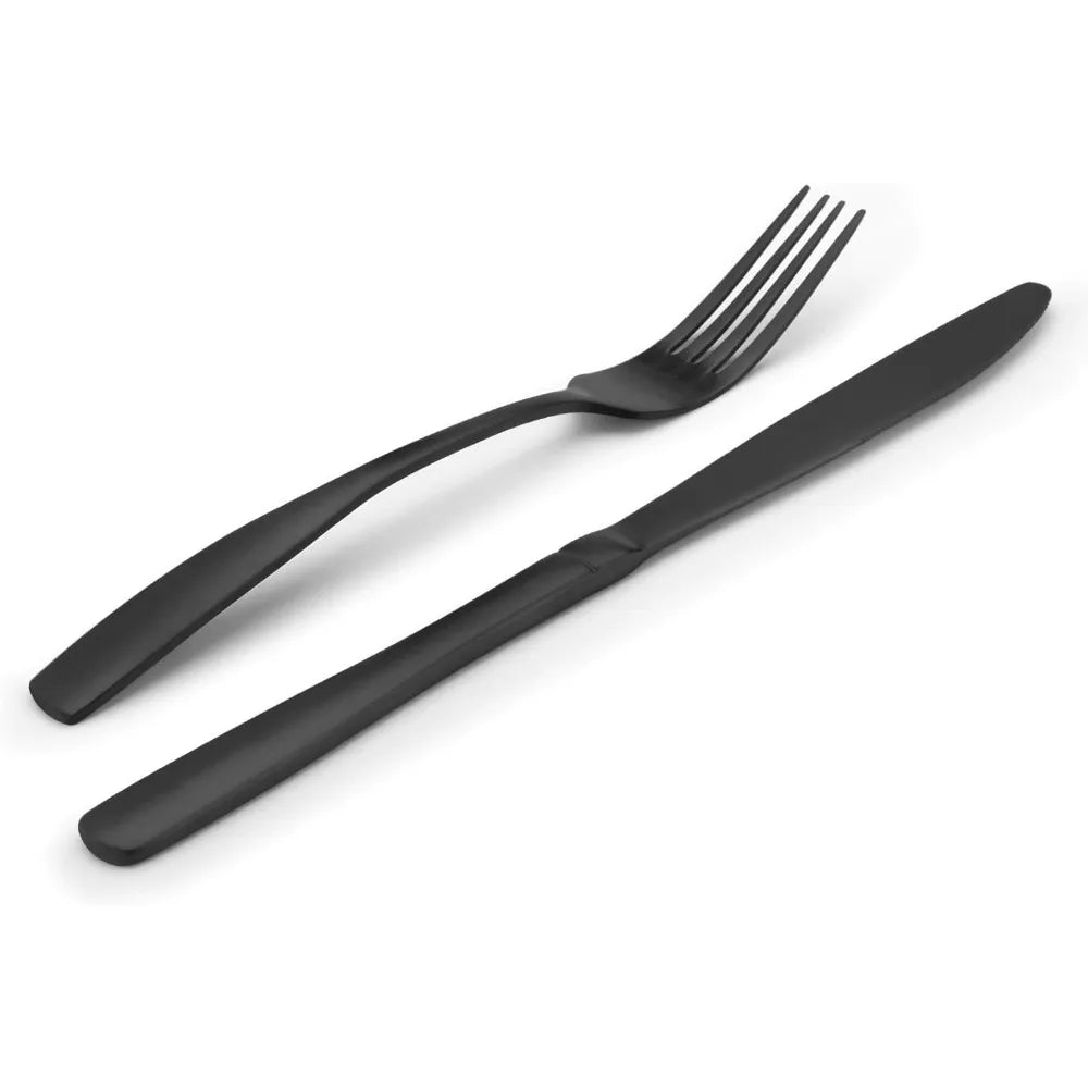 40-Piece Matte Black Stainless Steel Flatware Set, Service for 8, Kitchen Utensils and Tableware Cutlery