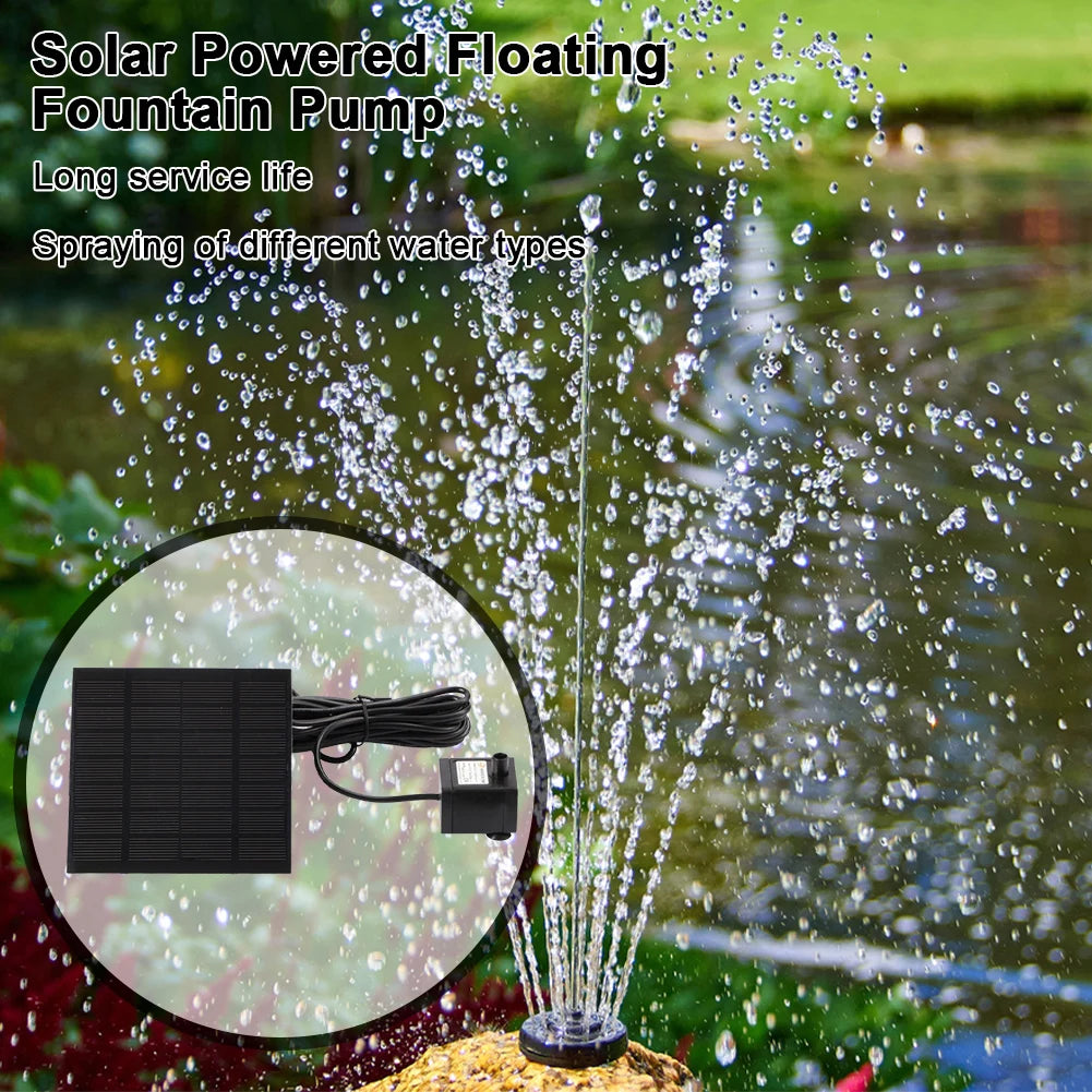 1.2W Solar Fountain 200L/h with 6 Nozzles Solar Pond Pump Lift 110cm Solar Panel Water Pump for Bird Bath Ponds Garden Fish Tank