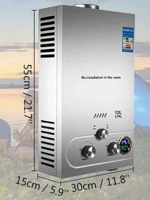 VEVOR Gas Water Heater LPG Hot Water Heater Stainless Steel Tankless Propane Gas LPG Boiler Home Appliance 6L-18L