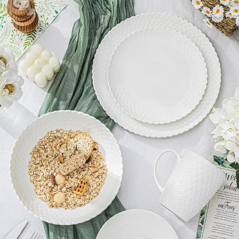Dinnerware Not Only For Dinner 16 Piece Dinnerware Sets With Dishes, Bowls And Plates, Porcelain Dinner Set For 4, White,