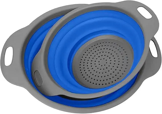 Collapsible Colander, Set of 2 PCS Collapsible Strainer, Space-Saving Kitchen, Food-Grade Silicone Folding Strainer Colander wit