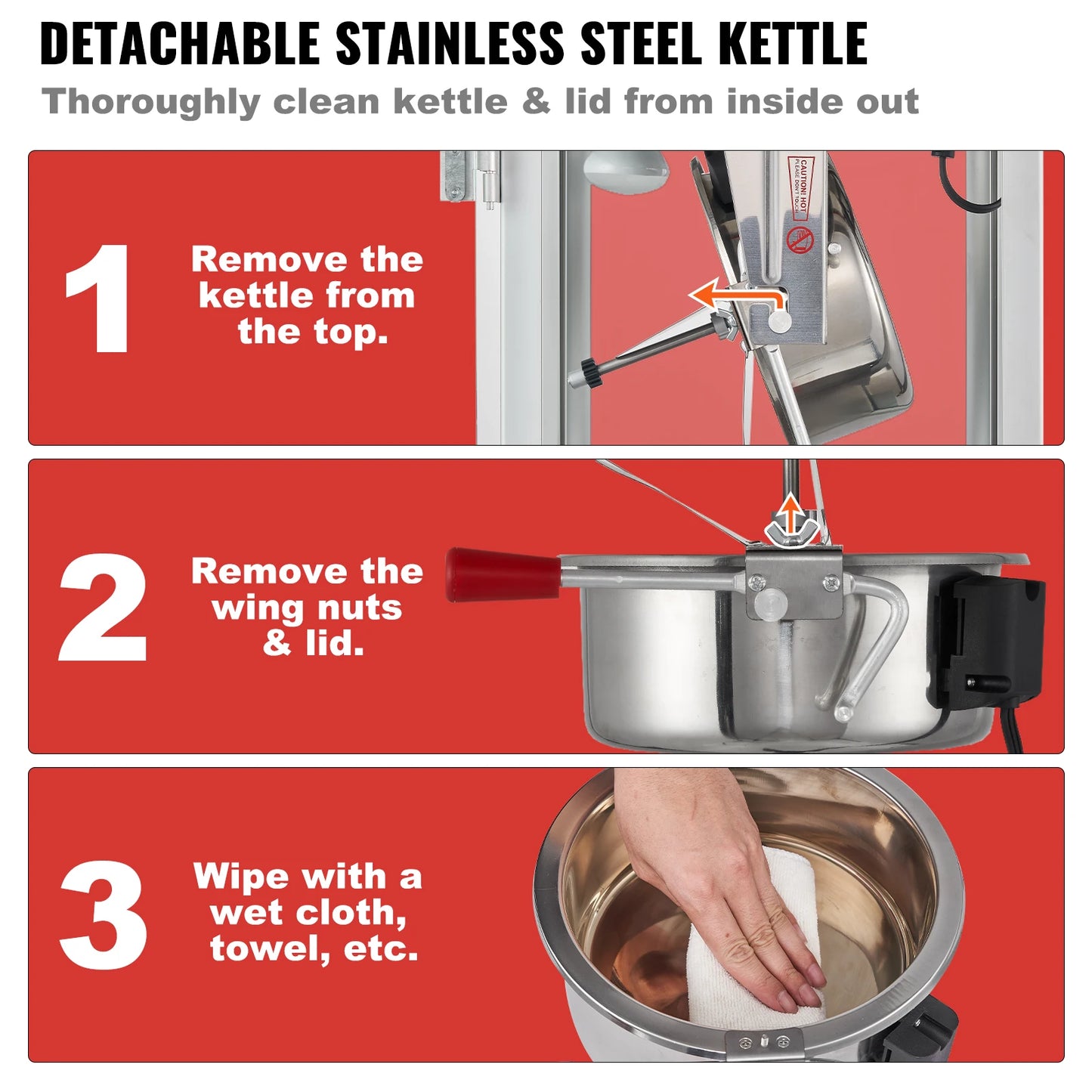 VEVOR 8/12Oz Electric Popcorn Maker Commercial Popper Machine Automatic Corn Cookware with Scoop Spoon SUS304 Heating Tube