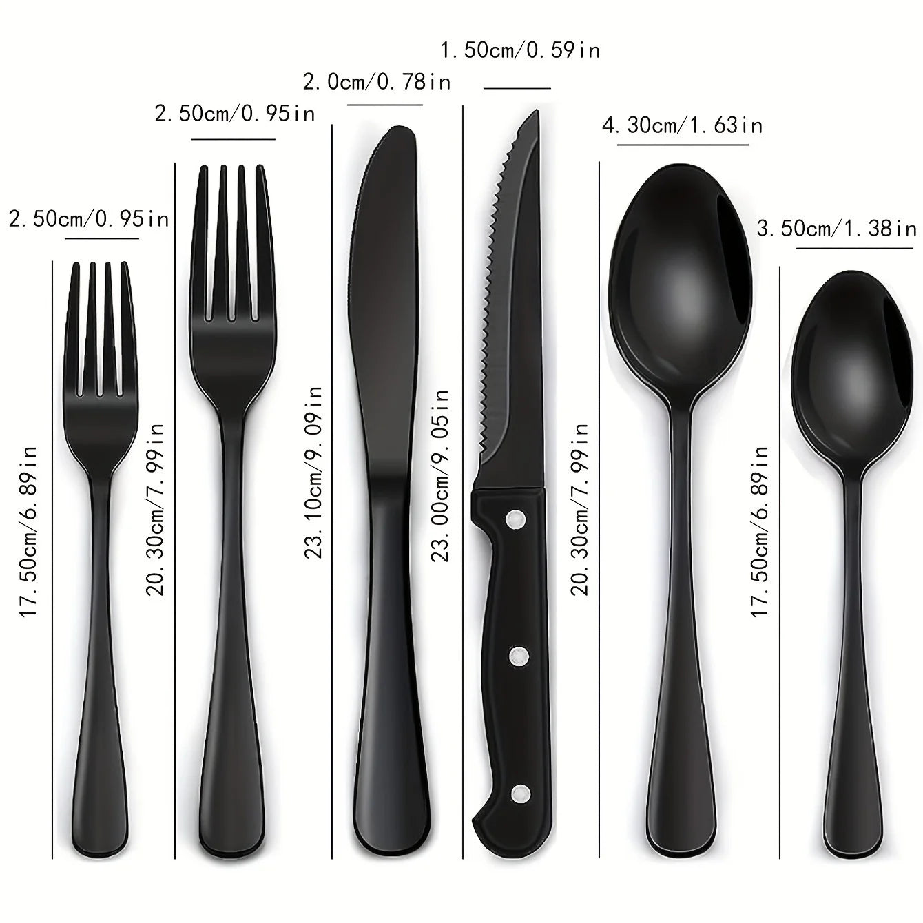 36-Piece Black Silverware Set With Steak Knives, Black Flatware Set Food-Grade Stainless Steel Tableware Cutlery Set