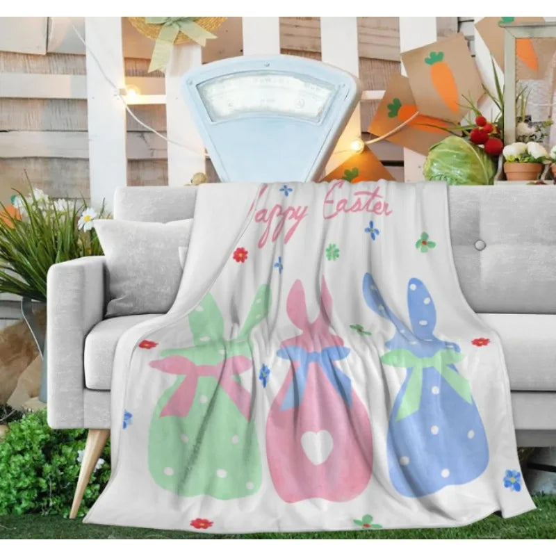 Cute Easter bunny blanket for sofa bed, soft and comfortable blanket, suitable for girls, children and adults home decoration