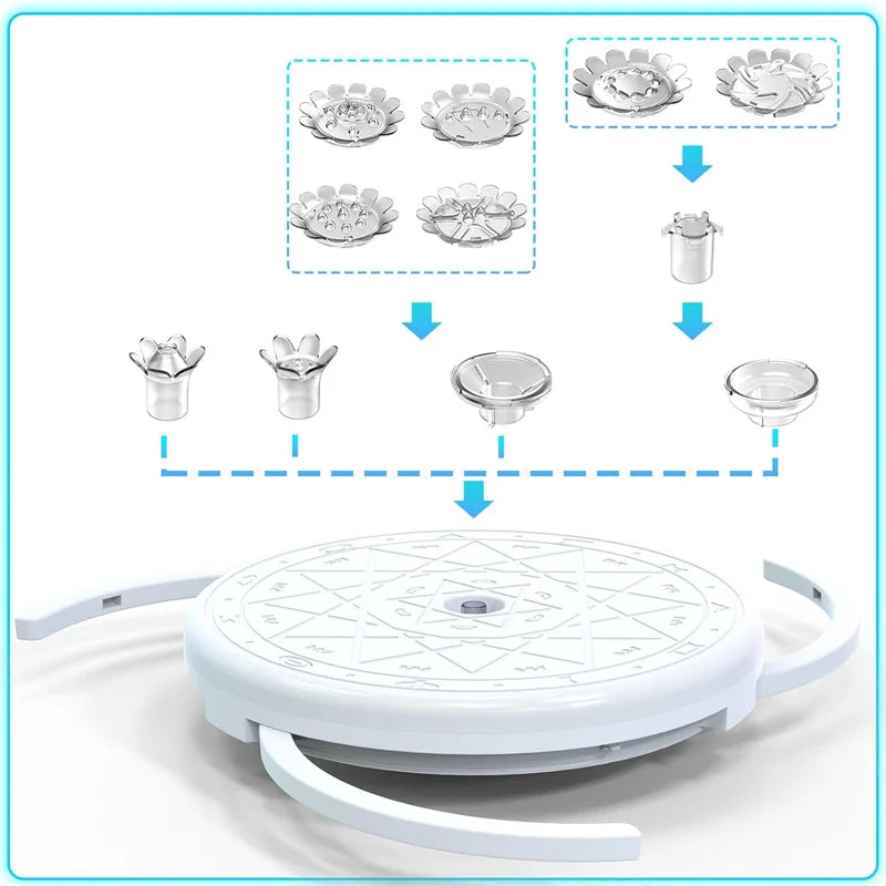 12W Solar Water Fountain with 20 led Lights & 5000mAh Battery,Remote Control Bird Bath Solar Fountain with 8 Nozzles