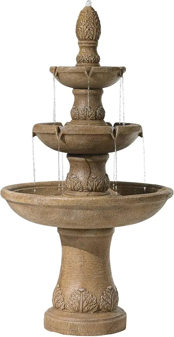 Domanico Italian Outdoor Floor Bubbler Fountain and Waterfalls 57" High 3 Tiered Basins Decor for Garden Patio Backyard Deck Hom