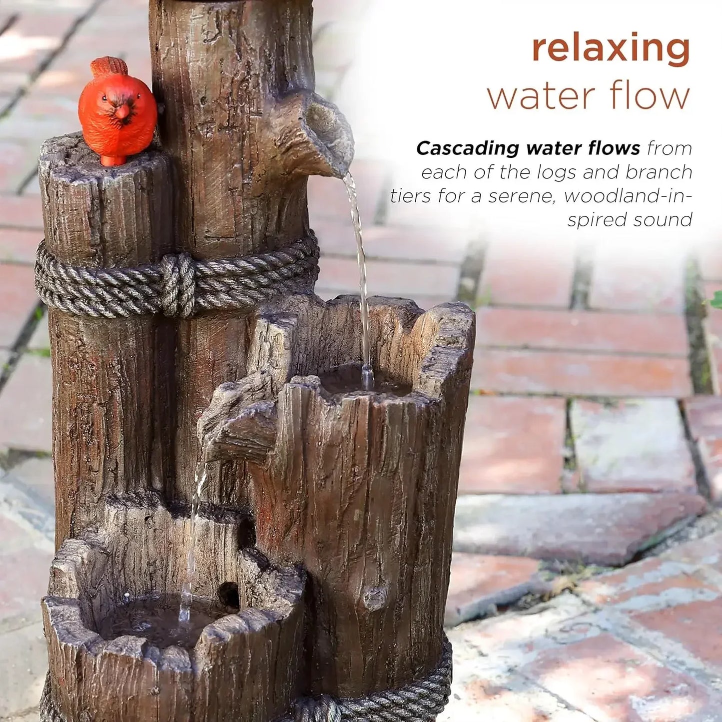 35" Tall Outdoor 3-Tier Birdhouse Water Fountain Yard Art Decor