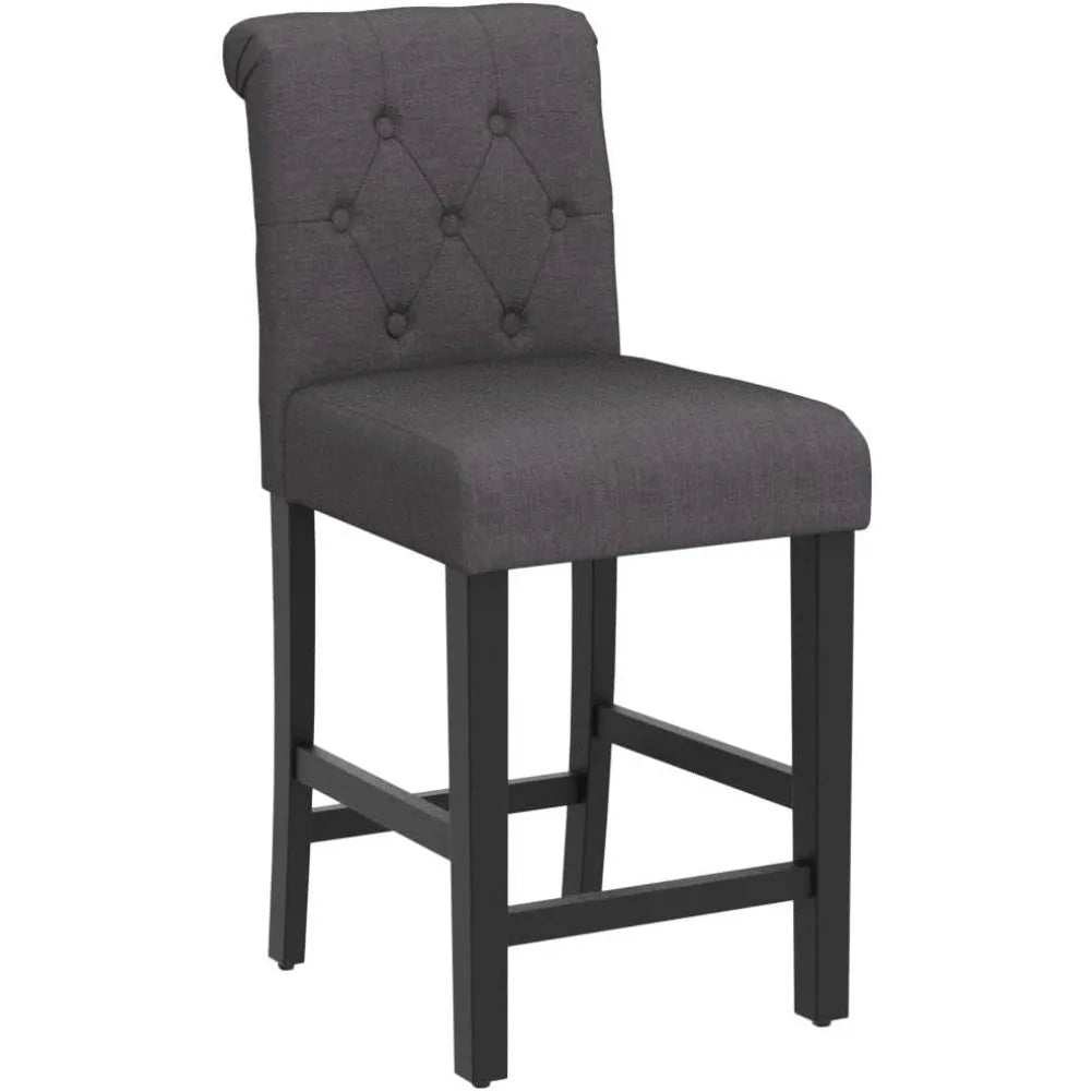 24inch Counter Height Bar Stool, Set of 4 Counter Height Chairs for Kitchen Island Upholstered Back Bar Chairs Fabric Barstool