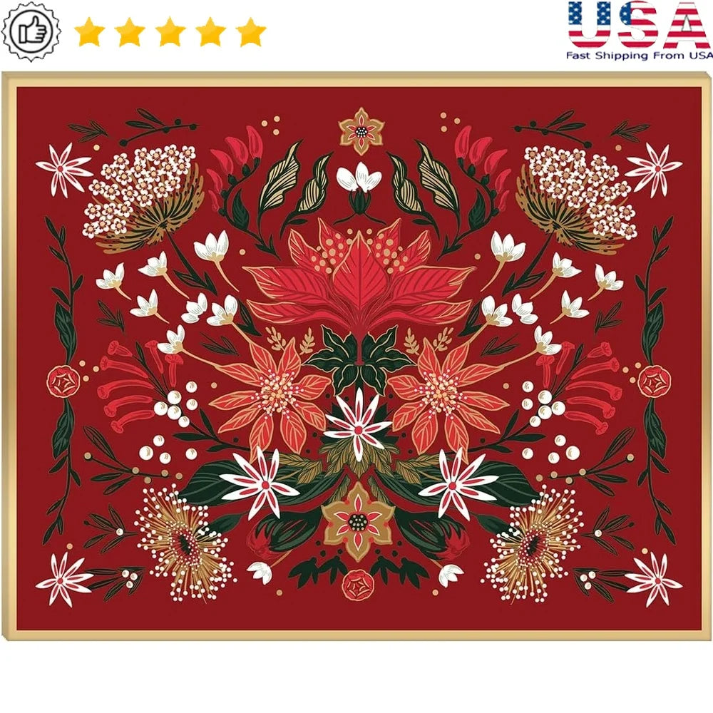 Christmas Garden Placemats Set of 12 Gold Foil Accents Large Paper Table Decor Christmas Thanksgiving Housewarming Events