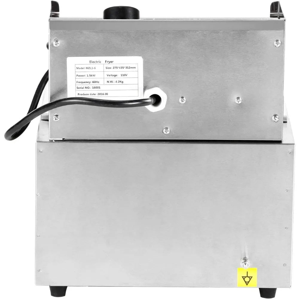 Professional 6-Liter Tabletop Electric Deep Fryer, 2500W, with Frying Basket for Restaurant Kitchen Use