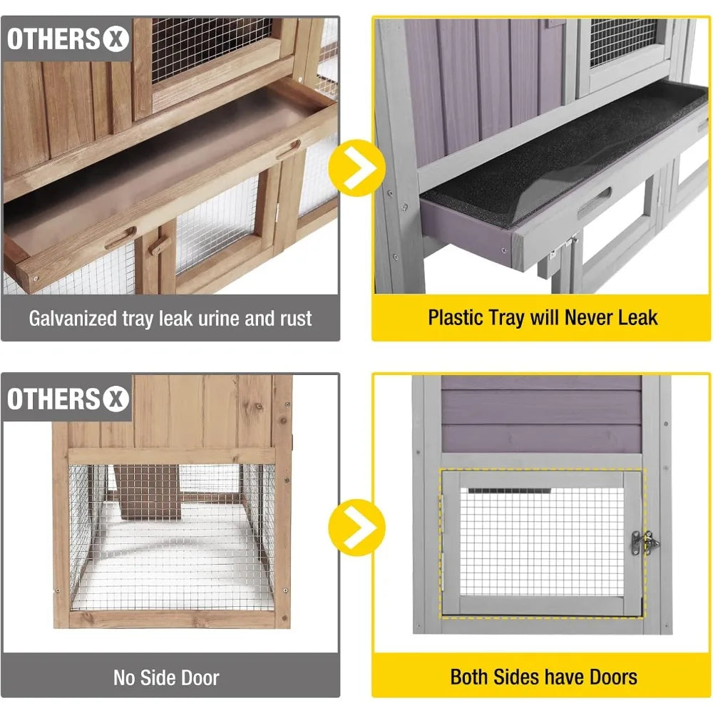 Chicken Coop for 2 Chickens, Wooden Duck House Outdoor Hen House Poultry Quail Cage-Expandable Design