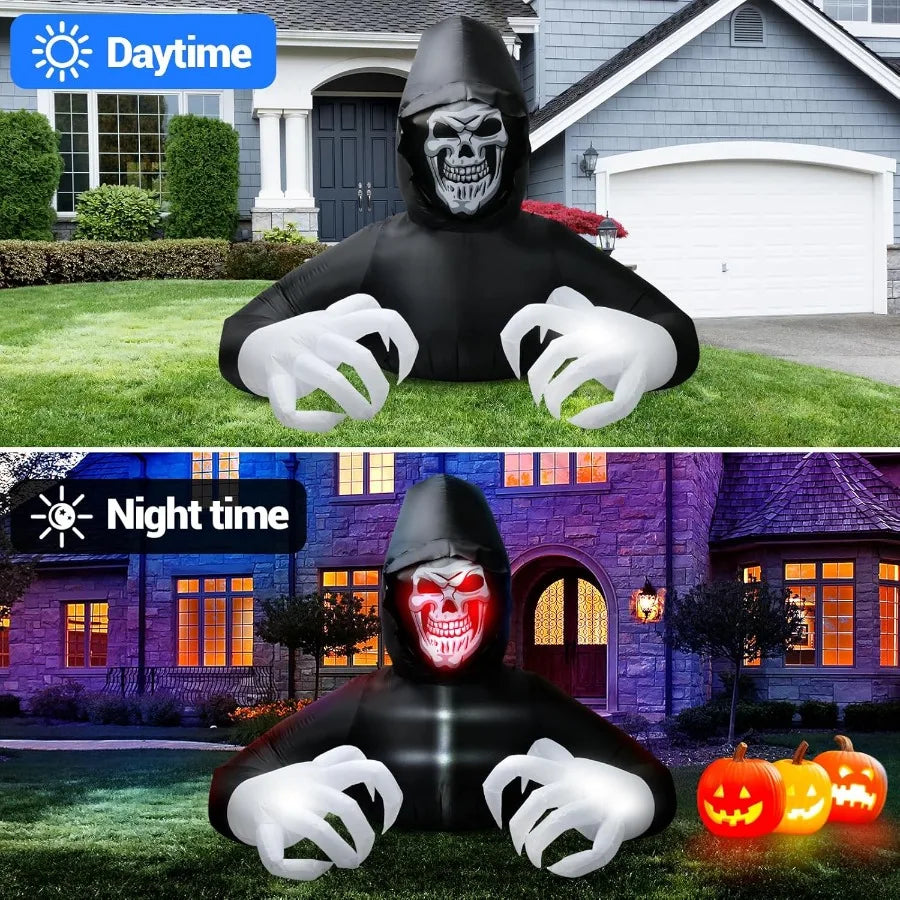 7 FT Halloween Inflatables Large Grim Reaper with LED Lights Blow Up Yard Prop Decor for Outdoor Indoor Use Scary Inflatable De