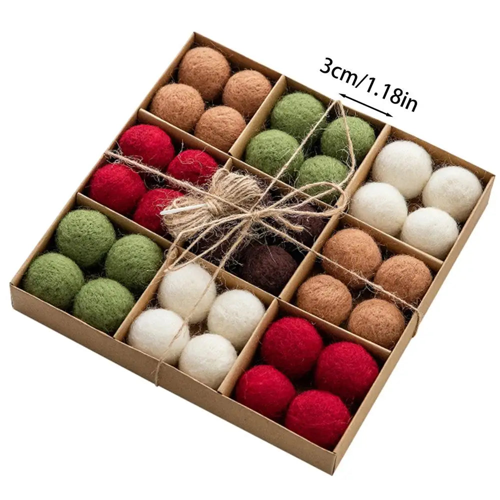 36pcs DIY Snowflake Ball Wool Felt Ball Christmas Prop Christmas Tree Atmosphere Decoration Ball Pendant Holiday Atmosphere Prop