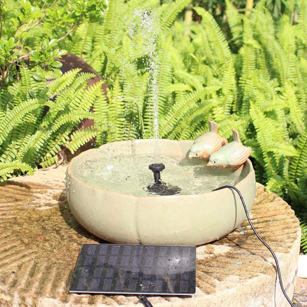 1.2W Solar Water Fountain Pump with 6 Nozzles Solar Fountain Pond Pump Kit Solar Panel Water Pump for BirdBath Garden Small Pond