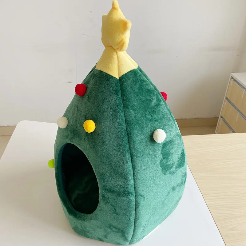 New Christmas tree cat nest dog Nest winter warm pet Nest winter cat house pet supplies Teddy pet bed Pink dog bed Dog pee Puppy