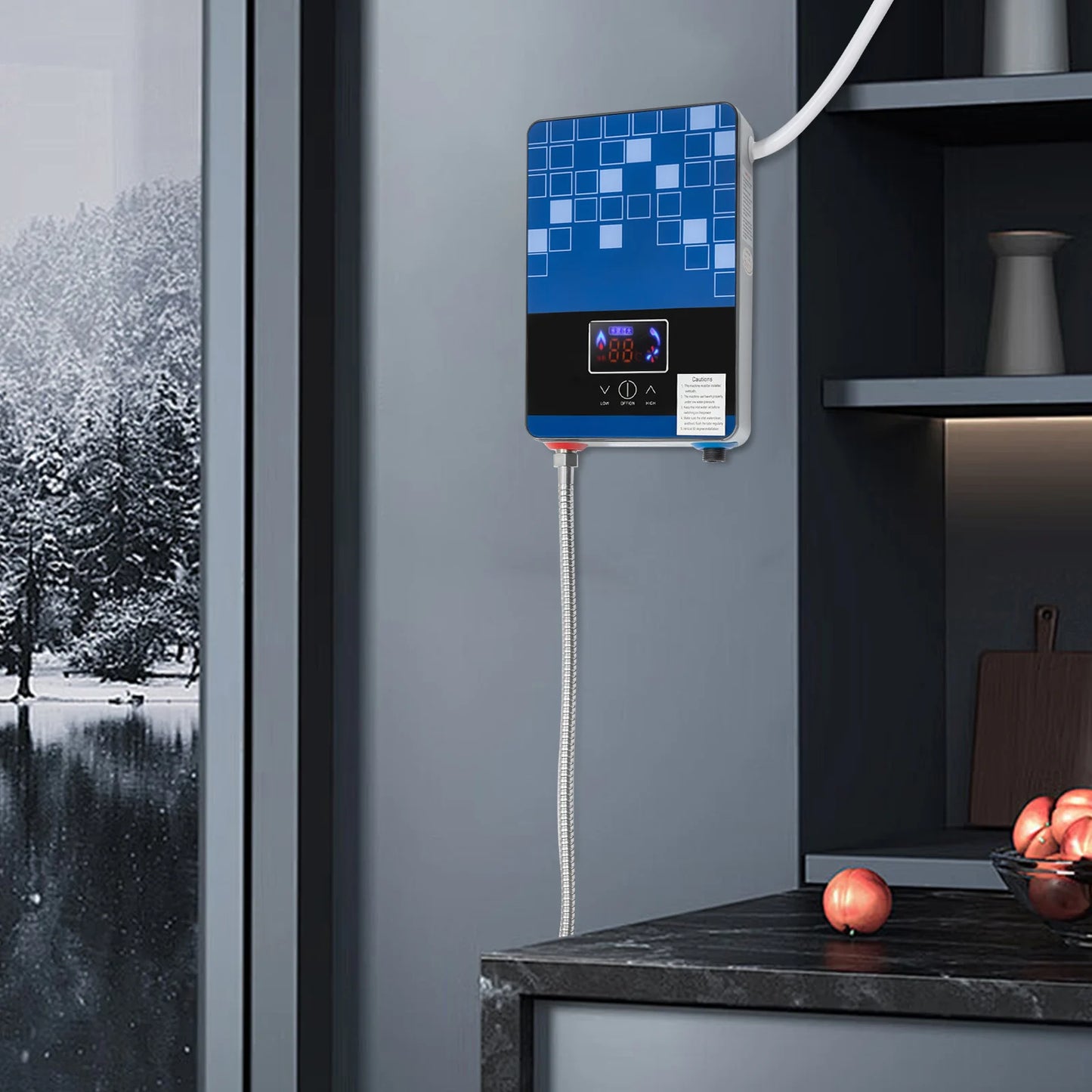 Tankless Electric Hot Water Heater 4500W 110V Instant Water Heater On Demand Bath Shower with LED Screen Display for Bathroom