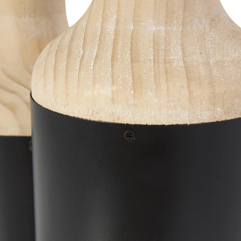 Wooden Vase Set 2 Modern Farmhouse Decorative Cylinder Vases Home Decor Indoor Flower Arrangements Rustic Accent Pieces