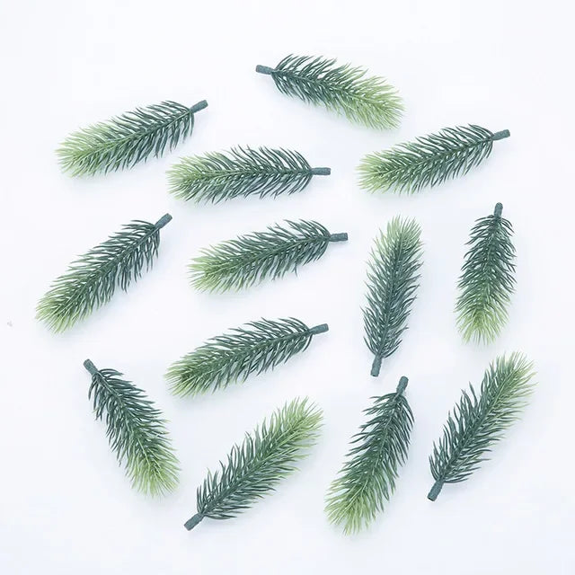 10pcs Mini Artificial Pine Needle DIY Artificial Flower Celebration Weeding Decoration Gift Candy New Year Christmas Decoration