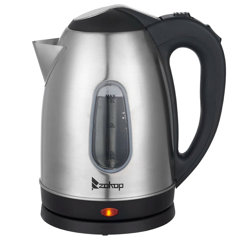 1.5L stainless steel electric kettle Silver gray Base Separation Desion Rust-resistant Durable for Home Office During Travel