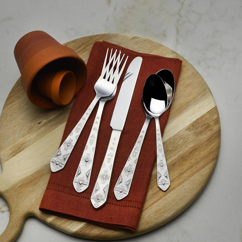 20-Piece Stainless Steel Flatware Set Service 4 Dishwasher Safe Corrosion Resistant Dining Table Utensils with Satin Finish