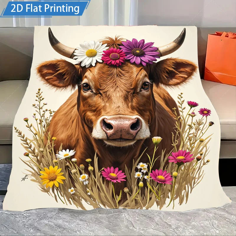 1pc Flannel Blanket Christmas Animal Print Fleece Blanket, Cozy Winter Bedding for Home Decor
