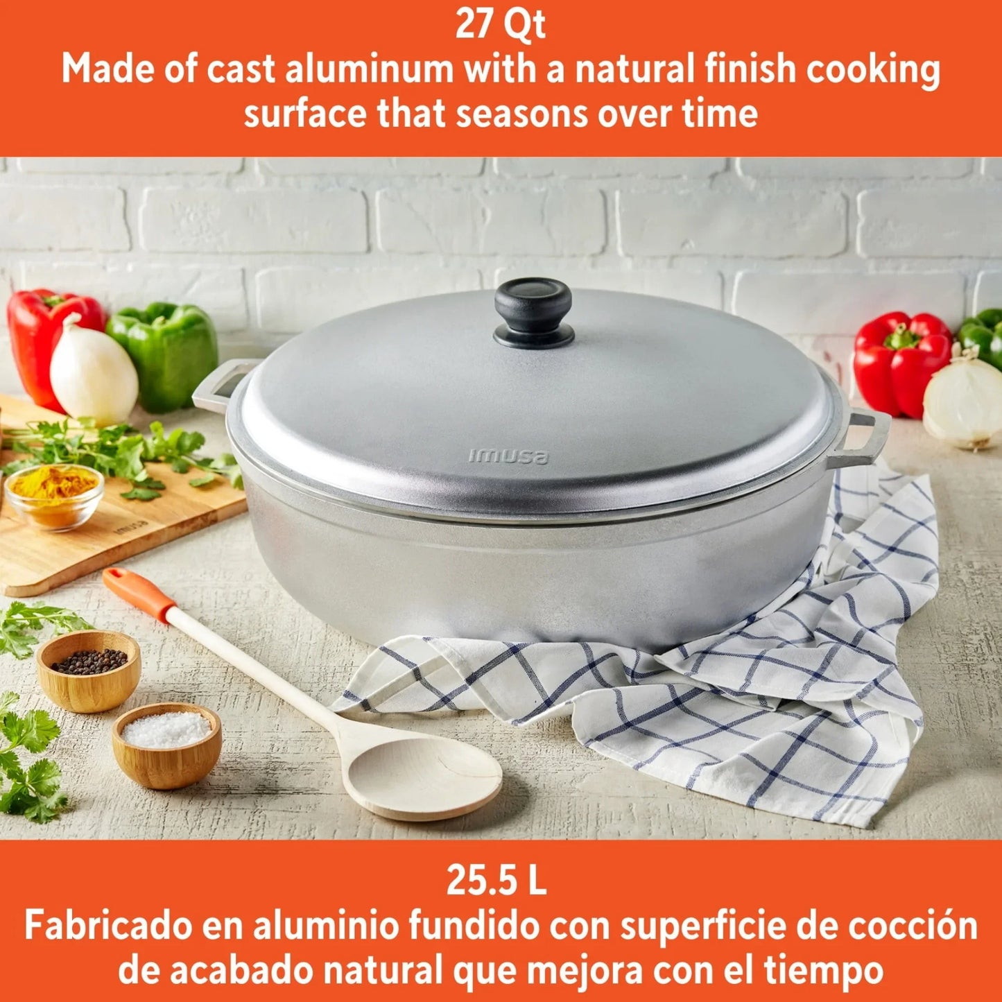 27qt Cast Aluminum Caldero - 50cm
