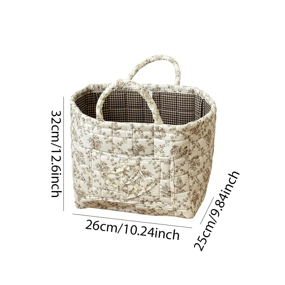 Fabric Debris Organizing Bag with Easy Carry Handles Sundries Storage Organizer for Shelves Closet Laundry Home Office Decor