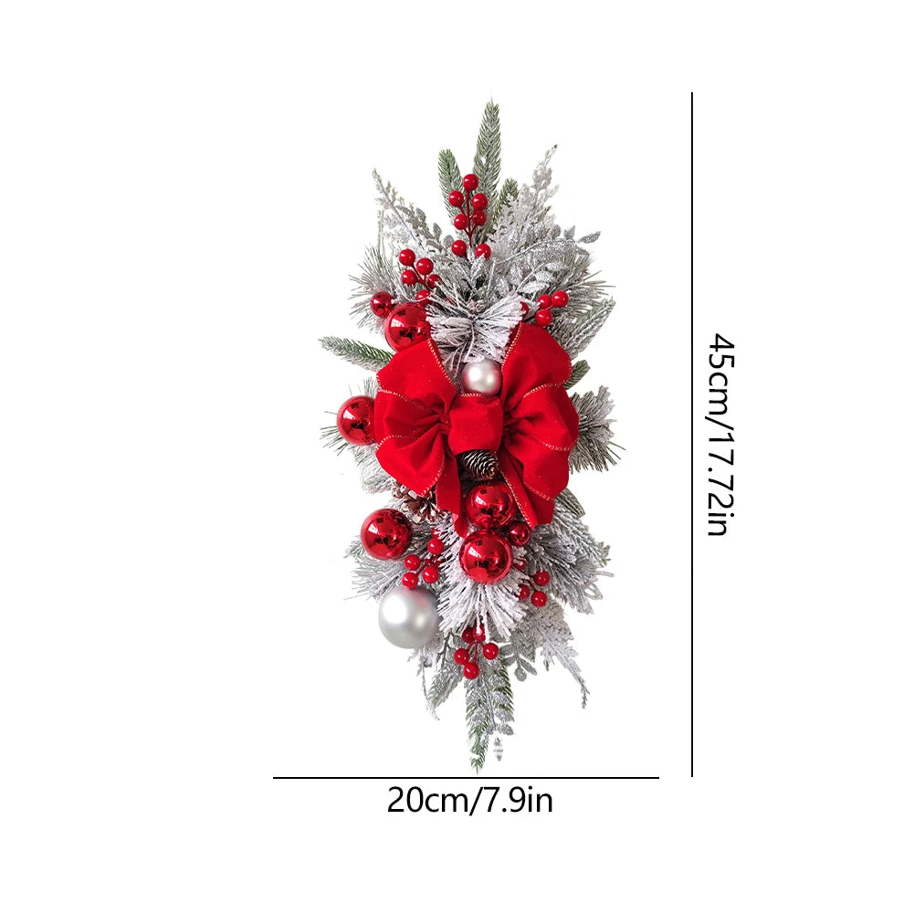 Christmas Wreath Hanging Garlands Without/With Atmosphere Lamp Pendants Wreath Home Door Window Decoration Christmas Supplies