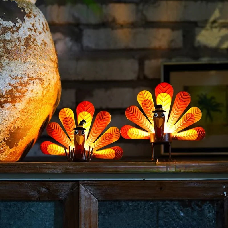 2Pcs Thanksgiving Turkey Candle Holder Cute Look Versatile Alloy Table Turkey Candle Holder Decoration for Home Party