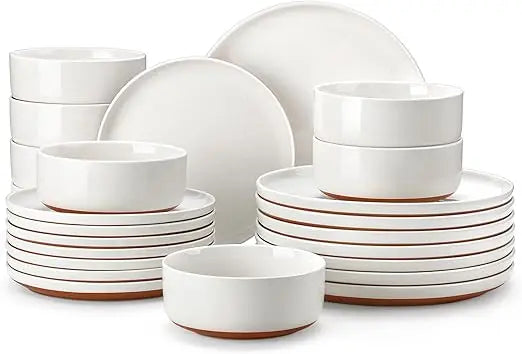 Plates And Bowls Sets, 24 Pieces Modern Ceramic Dinnerware Set For 8 Kitchen Stoneware Dishes Dishware Set