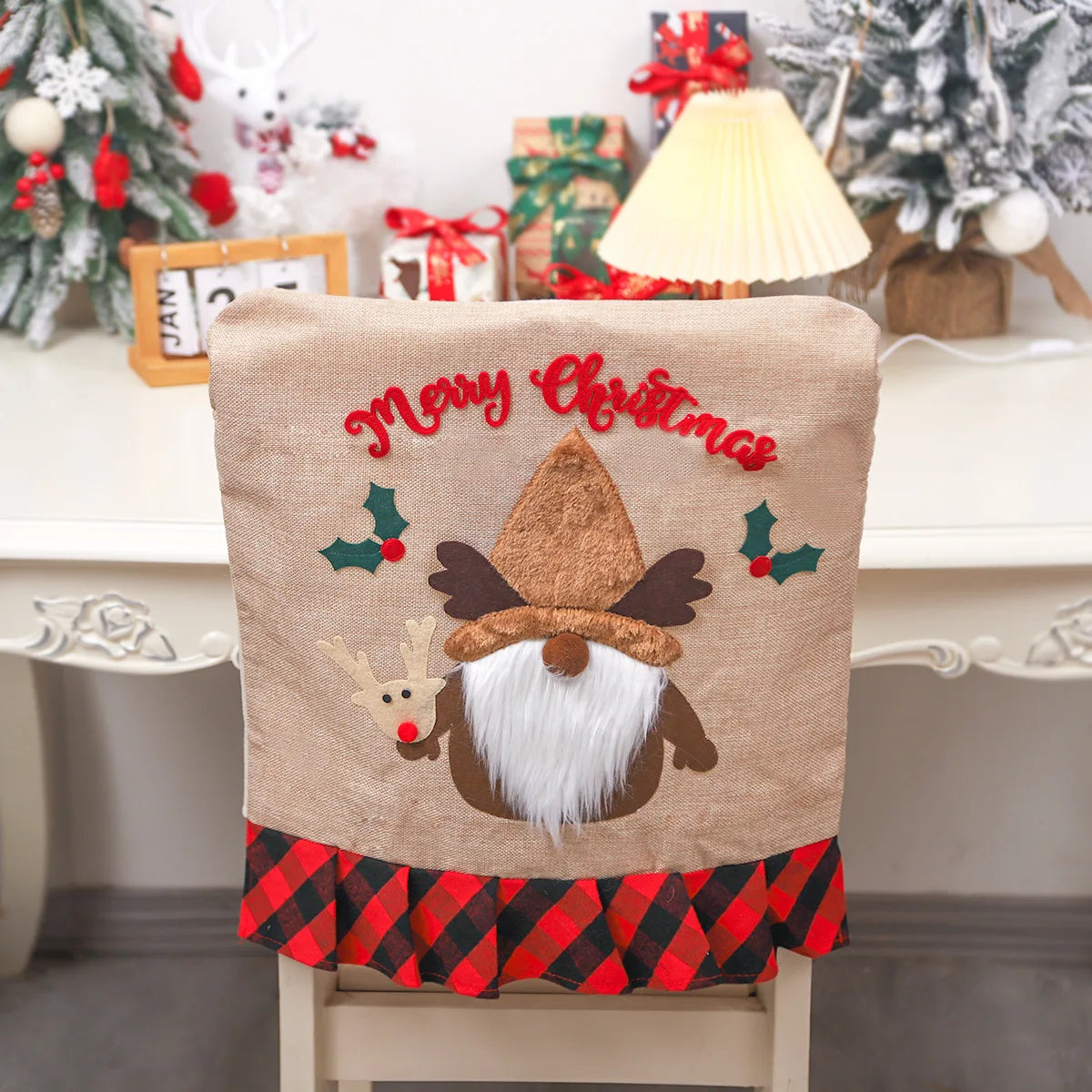 Christmas Gnome Chair Cover Merry Christmas Decorations for Xmas Decor Happy New Year