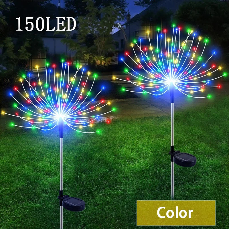 Solar Garden Lights, Firework Light Outdoor 360 LED Solar Waterproof Decorative Starburst Lights Landscape Lamp 18 Hours