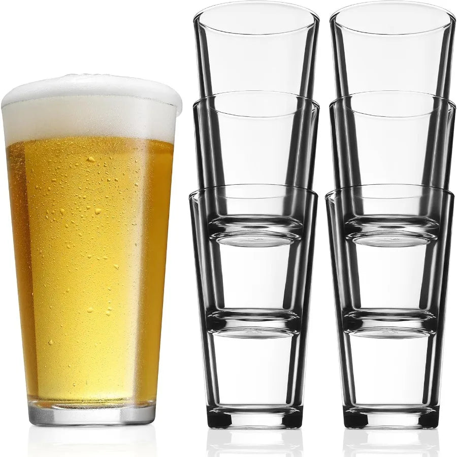 Set of 6 Highball Glasses 17 oz Tall Drinking Glasses for Everyday Use Stackable Water Glass Cups Ideal for Home Bar Cocktail S